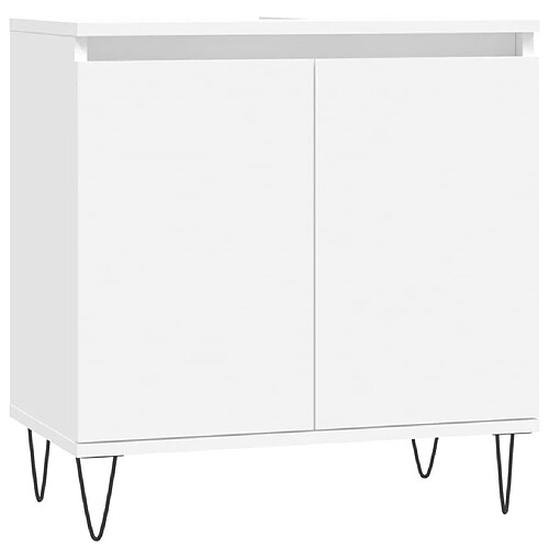 Maison Chic Armoire de salle de bain,Meuble de rangement,Meuble haut blanc 58x33x60 cm bois d'ingénierie -GKD253244