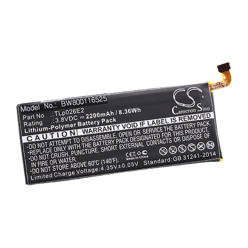 vhbw Li-Polymère batterie 2200mAh (3.8V) pour téléphone portable mobil smartphone comme Alcatel TLp026E2