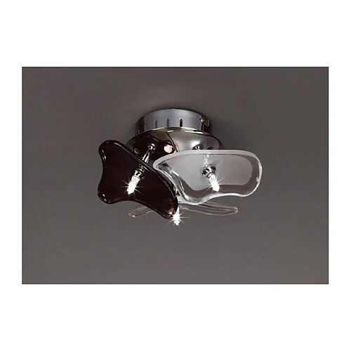 Luminaire Center Plafonnier/Applique Otto 3 Ampoules G4 rond, chrome poli/verre dépoli/verre noir