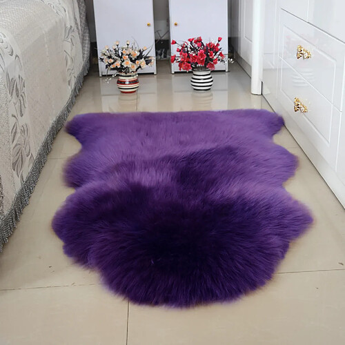 LUUCOZK Tapis moelleux en fausse fourrure, tapis à poils longs pour chambre à coucher, salon, violet-2P75x200CM