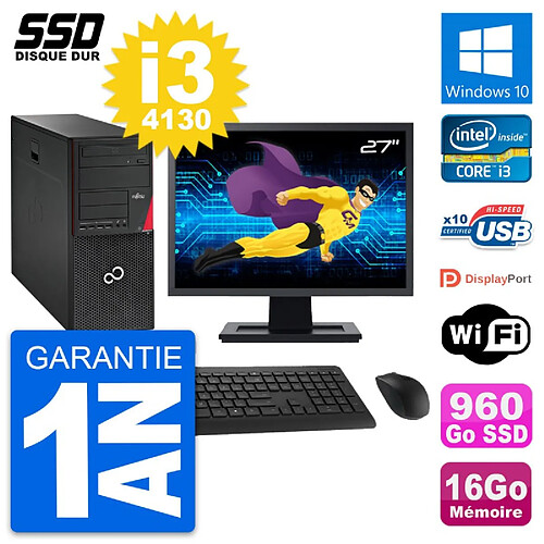 PC Tour Fujitsu P720 Ecran 27" Intel i3-4130 RAM 16Go SSD 960Go Windows 10 Wifi · Occasion