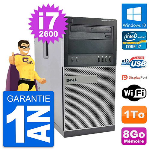 PC Tour Dell OptiPlex 990 Intel Core i7-2600 RAM 8Go Disque 1To Windows 10 Wifi · Occasion