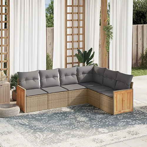 vidaXL Salon de jardin avec coussins 6 pcs beige résine tressée