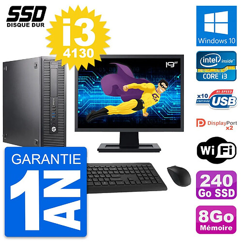 PC HP 600 G1 SFF Ecran 19" Intel Core i3-4130 RAM 8Go SSD 240Go Windows 10 Wifi · Occasion