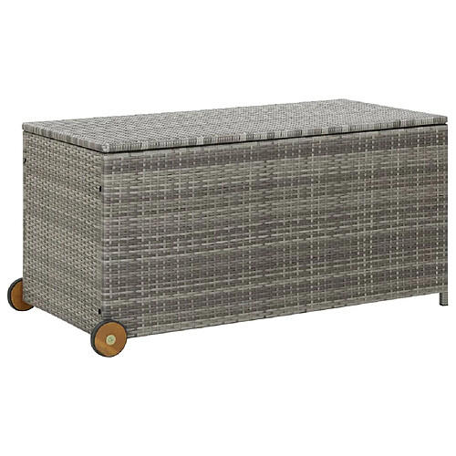 Helloshop26 Coffre boîte meuble de jardin rangement 120 x 65 x 61 cm rotin gris clair 02_0013089