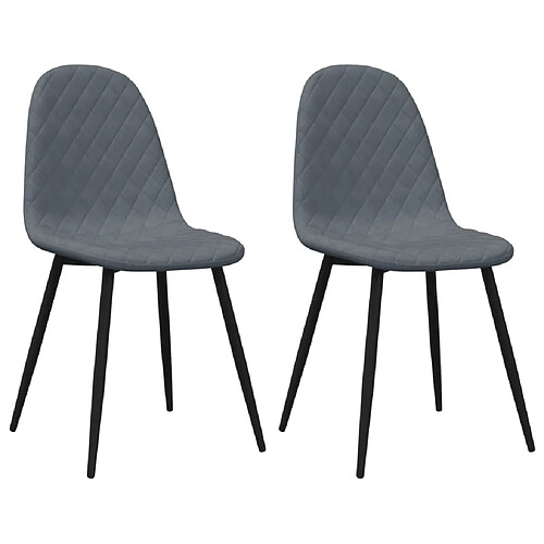 Maison Chic Lot de 2 Chaises à manger | Chaise de salle à manger cuisine Gris foncé Velours -GKD46622