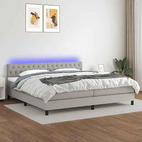 Sommier à lattes et matelas LED,Cadre à lattes de lit pour Adulte Gris clair 200x200 cm Tissu -MN53209