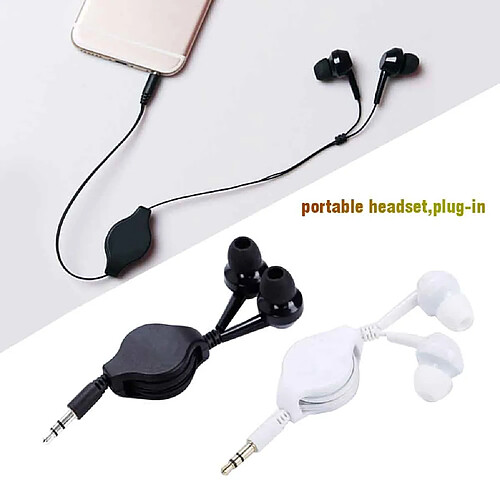 GUPBOO 3.5mm câble rétractable écouteur intra-auriculaire casque Portable casque insertion directe fil rétractable pour téléphone MP3