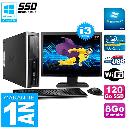 PC HP Compaq Pro 6300 SFF I3-3220 8Go 120Go SSD Graveur DVD Wifi W7 Ecran 22" · Occasion