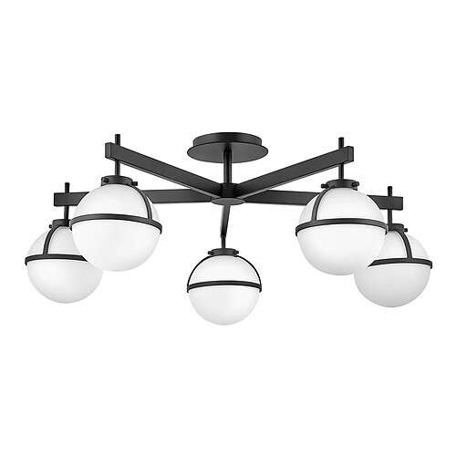 Elstead Lighting Plafonnier semi-encastré à 5 bras multiples, noir IP44