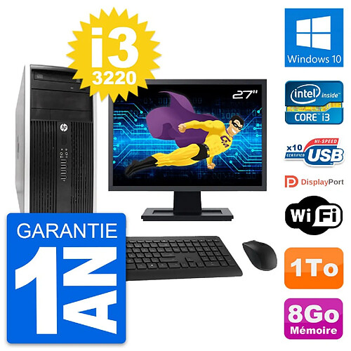 PC Tour HP Pro 6300 CMT Ecran 27" i3-3220 RAM 8Go Disque Dur 1To Windows 10 Wifi · Occasion