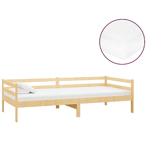 Maison Chic Lit de jour avec matelas, Lit de repos Lit d'invité pour Salon Chambre,Canapé-lit 90x200 cm Bois de pin massif -MN56714