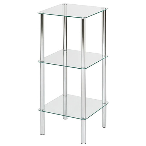 Etagère salle de bain en Tube d'acier Chromé Verre trempé, Dim : L39 x P39 x H77 cm -PEGANE-