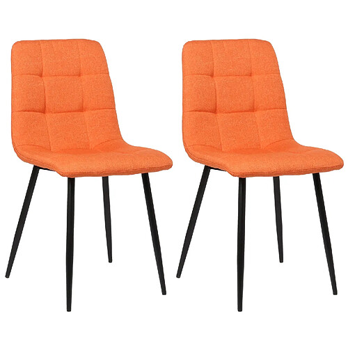 Decoshop26 Lot de 2 chaises de salle à manger en tissu orange pieds métal noir mat style moderne CDS101110