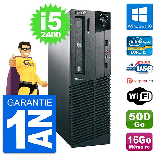 PC Lenovo ThinkCentre M81 SFF Core i5-2400 RAM 16Go Disque 500Go Windows 10 Wifi · Occasion