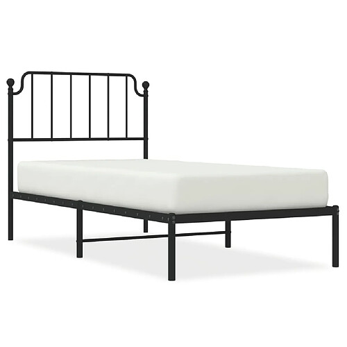 Maison Chic Cadre/structure de lit métal et tête de lit pour adulte - Lit Moderne Chambre noir 90x190 cm -MN84815