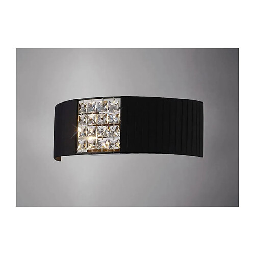 Luminaire Center Applique murale Evelyn avec Abat jour noir 2 Ampoules chrome poli/cristal