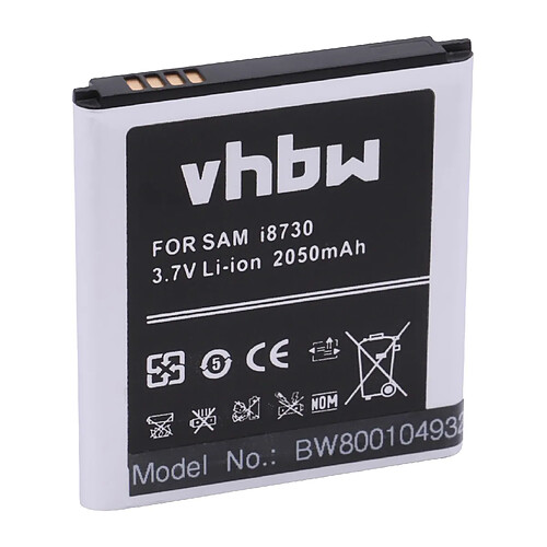 vhbw Batterie remplacement pour Samsung EB-L1H9KLA, EB-L1H9KLABXAR, EB-L1H9KLU pour smartphone (2050mAh, 3,7V, Li-ion)