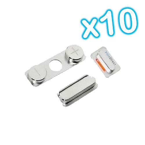 Visiodirect Lot de 10 boutons de remplacement Power ON/OFF, volume, mute pour iPhone 4 et 4S