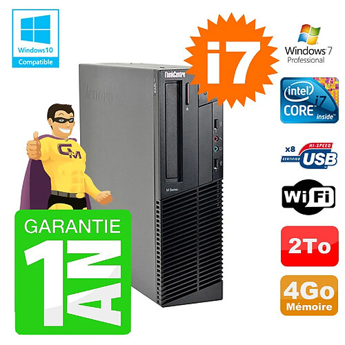 PC Lenovo M91p SFF Intel I7-2600 4Go Disque 2To Graveur Wifi W7 · Occasion