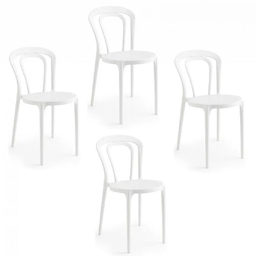 Inside 75 Lot de 4 Chaises CAFFE plastique blanc