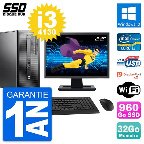 PC Tour HP ProDesk 600 G1 Ecran 22" i3-4130 RAM 32Go SSD 960Go Windows 10 Wifi · Occasion