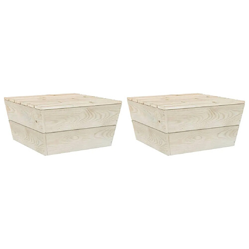 vidaXL Tables de jardin 2 pcs 60x60x30 cm Bois d'épicéa imprégné