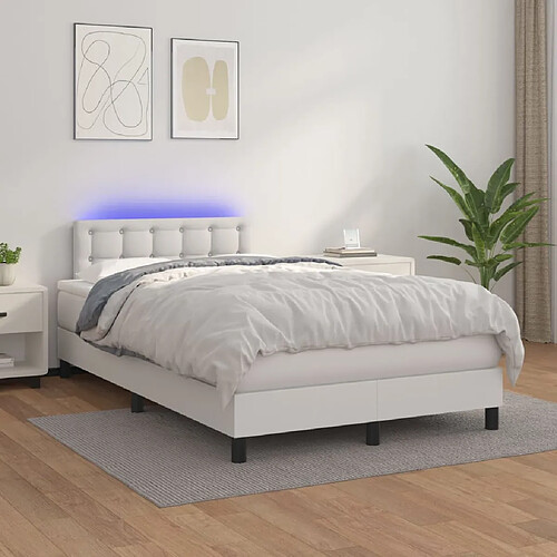 vidaXL Sommier à lattes de lit avec matelas et LED Blanc 120x200 cm