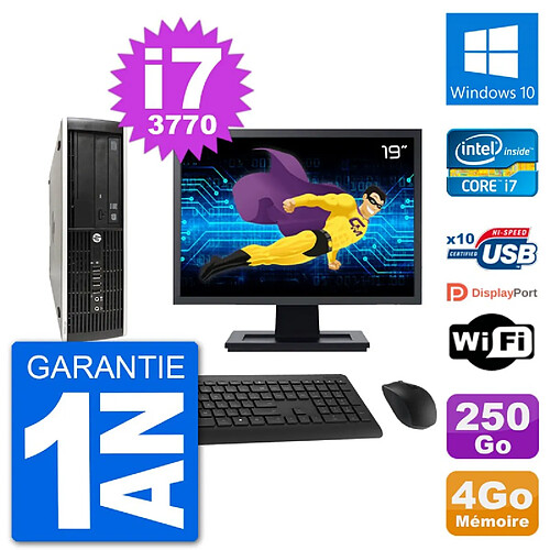 PC HP Compaq Pro 6300 SFF Ecran 19" i7-3770 RAM 4Go Disque 250Go Windows 10 Wifi · Occasion