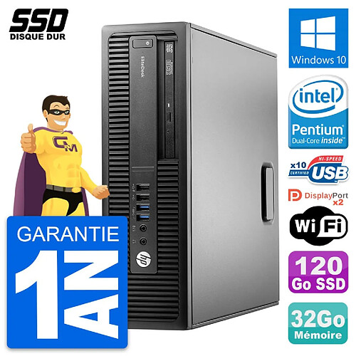 PC HP EliteDesk 800 G2 SFF Intel G4400 RAM 32Go SSD 120Go Windows 10 Wifi · Occasion