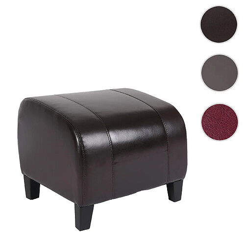 Mendler Tabouret pouf cuir EMMEN, 37x45x47cm ~marron