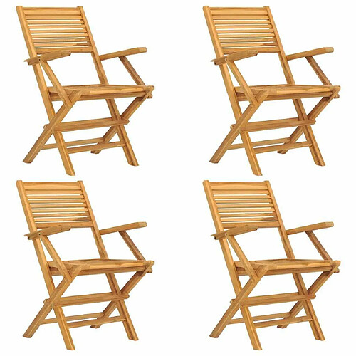 Maison Chic Lot de 4 Chaises de jardin,Fauteuil d'extérieur pliantes 55x62x90 cm bois massif teck -MN93777