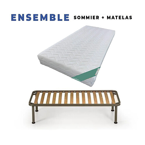 King Of Dreams Matelas 90x190 + Sommier Démonté + pieds + Oreiller Mémoire + Protège Matelas Offerts Mousse Poli Lattex Indéformable - Déhoussable Housse Lavable - Hauteur 19 cm - Soutien Très Ferme