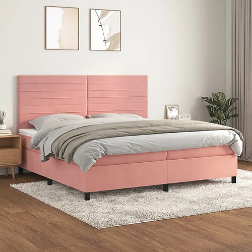 Maison Chic Lit Adulte - Lit simple Lit à sommier tapissier avec matelas moelleux - Meuble de Chambre - Rose 200x200 cm Velours -MN49588