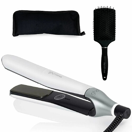 GHD - FER À LISSER LISSEUR GHD CHRONOS BLANC + TROUSSE DE VOYAGE HAIRPRICE + BROSSE HAIRPRICE