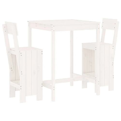 Maison Chic Table de bar et chaises d'extérieur 3 pcs,Ensemble de bar de jardin pour relax blanc bois de pin massif -GKD571103