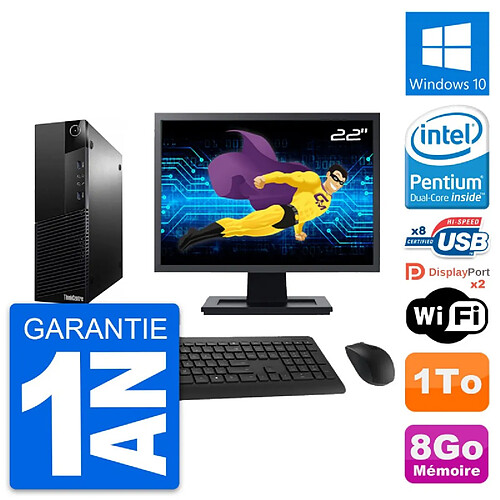 PC Lenovo M83 SFF Ecran 22" Intel G3220 RAM 8Go Disque Dur 1To Windows 10 Wifi · Occasion