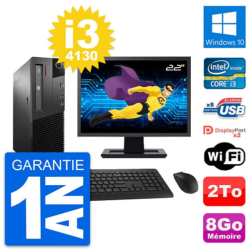 PC Lenovo M93p SFF Ecran 22" Intel i3-4130 RAM 8Go Disque 2To Windows 10 Wifi · Occasion