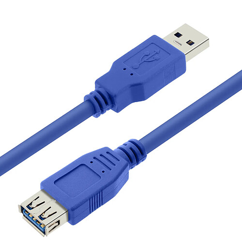 Câble USB 3.0 Mâle vers USB 3.0 Femelle Rallonge 3m LinQ Bleu