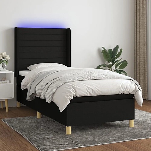 Sommier à lattes,Cadre à lattes de lit pour Adulte matelas et LED Noir 90x190 cm Tissu -MN13530