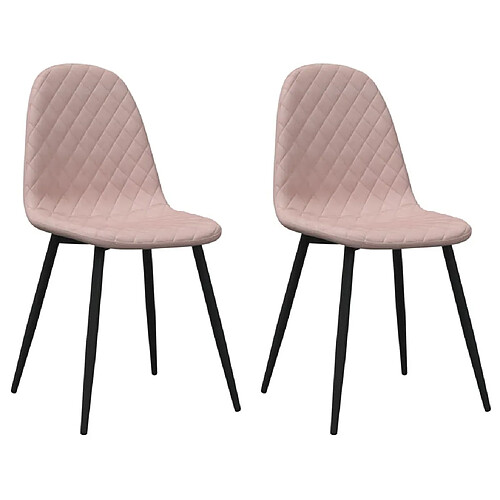 Maison Chic Lot de 2 Chaises à manger | Chaise de salle à manger cuisine rose velours -GKD35549