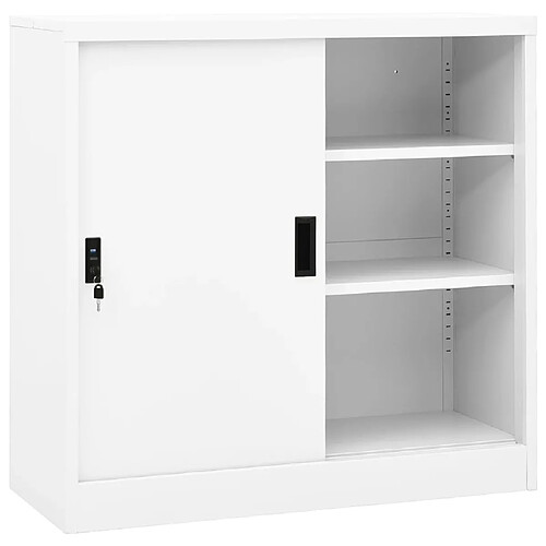 vidaXL Armoire de bureau avec porte coulissante Blanc 90x40x90cm Acier