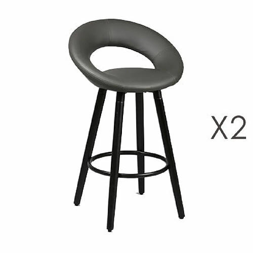 Mes Lot de 2 tabourets de bar 53x46x86 cm gris et anthracite - MEDFORD