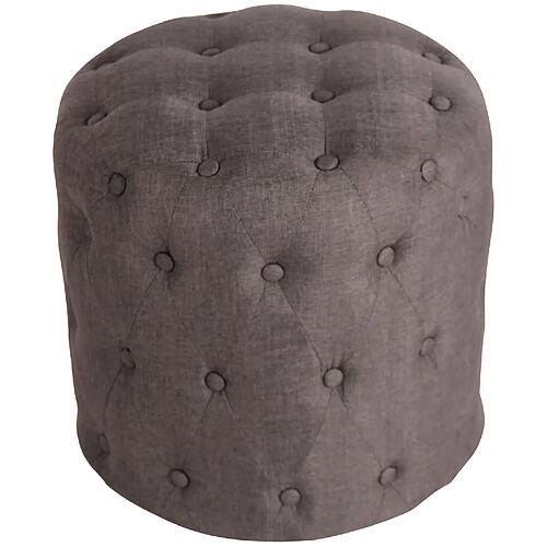 Decoshop26 Tabouret repose-pieds capitonné en tissu gris foncé POU10032