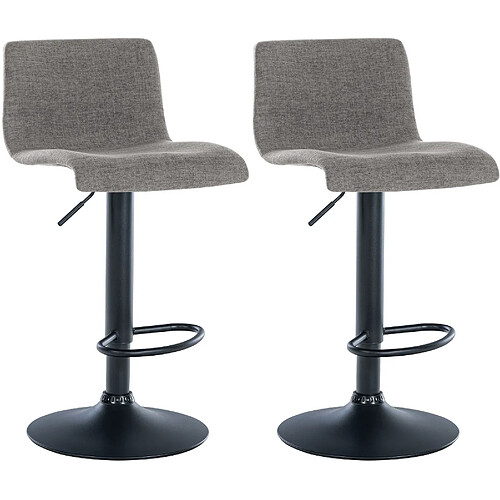 Decoshop26 Lot de 2 tabourets de bar design simple avec repose-pieds en tissu gris clair pieds en métal noir 10_0004053