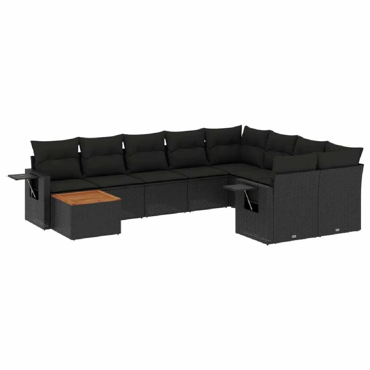 Maison Chic Salon de jardin 10 pcs avec coussins, Ensemble Tables et chaises d'extérieur noir résine tressée -GKD776703