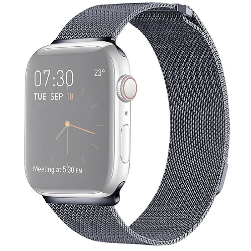 Wewoo Bracelet milanais en acier inoxydable avec boucle magnétique pour Apple Watch séries 5 et 4 40 mm / 3 et 2 et 1 38 mm gris foncé