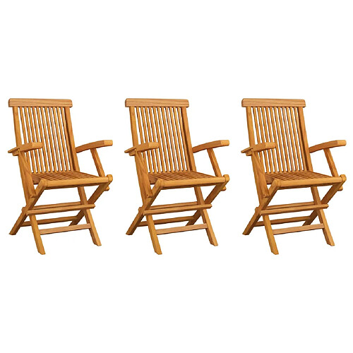 vidaXL Chaises de jardin lot de 3 Bois de teck massif