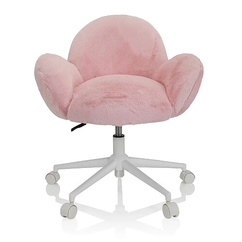 Chaise de bureau enfant / Chaise enfant KID TEDDY en peluche synthétique rose hjh OFFICE