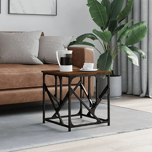 Maison Chic Table basse,Table Console Table d'appoint, Table pour salon chêne marron 45x45x47,5 cm bois d'ingénierie -MN63623